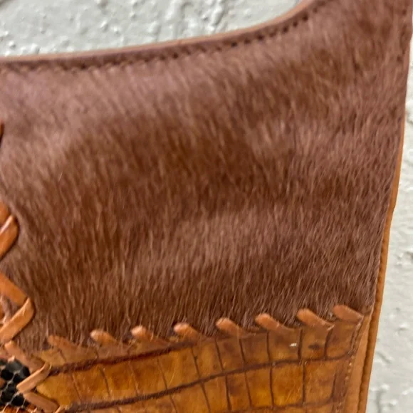 Fossil Genuine Leather Patchwork Bag Purse Small - Picture 2 of 5